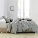 Royal Comfort Striped Flax Linen Blend Quilt Cover Set Soft Touch Bedding - Queen - Charcoal - Top-Down View