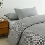 Royal Comfort Striped Flax Linen Blend Quilt Cover Set Soft Touch Bedding - Queen - Charcoal - Rear View