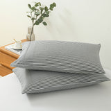 Royal Comfort Striped Flax Linen Blend Quilt Cover Set Soft Touch Bedding - Queen - Charcoal - Low Angle