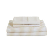 Royal Comfort Striped Flax Linen Blend Quilt Cover Set Soft Touch Bedding - King - Beige - Low Angle