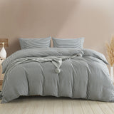Royal Comfort Striped Flax Linen Blend Quilt Cover Set Soft Touch Bedding - King - Charcoal - Front View