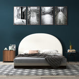 Milano Decor Ariana Curved Boucle Bedhead Headboard Upholstered Cushioned White - Queen - White - Front View
