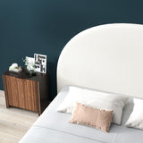 Milano Decor Ariana Curved Boucle Bedhead Headboard Upholstered Cushioned White - Queen - White - 45-Degree Angle
