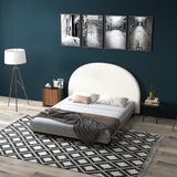 Milano Decor Ariana Curved Boucle Bedhead Headboard Upholstered Cushioned White - Queen - White - Rear View