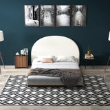 Milano Decor Ariana Curved Boucle Bedhead Headboard Upholstered Cushioned White - Queen - White - Close-Up Angle