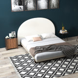 Milano Decor Ariana Curved Boucle Bedhead Headboard Upholstered Cushioned White - Queen - White