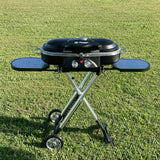 Havana Outdoors BBQ Mate Premium Portable Gas Grill LPG Twin Grill Outdoor Black - Close-Up Angle