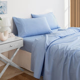 Royal Comfort 3000 Thread Count Bamboo Cooling Sheet Set - King - Light Blue - Top-Down View