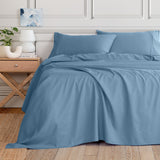 Royal Comfort 3000 Thread Count Bamboo Cooling Sheet Set - King - Denim - Side View