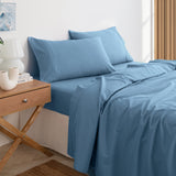 Royal Comfort 3000 Thread Count Bamboo Cooling Sheet Set - King - Denim - Top-Down View