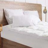 Royal Comfort 1000GSM Luxury Bamboo Covered Mattress Topper Ball Fibre Gusset - Queen - White - Front View