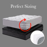Royal Comfort 1000GSM Luxury Bamboo Covered Mattress Topper Ball Fibre Gusset - Queen - White - Rear View