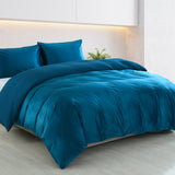 Royal Comfort Velvet Quilt Cover Set Super Soft Luxurious Warmth - Queen - Navy - Front View