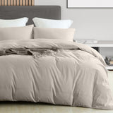 Royal Comfort Velvet Corduroy Quilt Cover Set Super Soft Luxurious Warmth - Queen - Beige - Front View