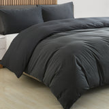 Royal Comfort Velvet Corduroy Quilt Cover Set Super Soft Luxurious Warmth - Queen - Charcoal - Side View