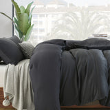 Royal Comfort Velvet Corduroy Quilt Cover Set Super Soft Luxurious Warmth - Queen - Charcoal - Top-Down View