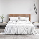Royal Comfort Polar Fleece Flannel Sheet Set Ultra Soft Plush Cozy - Single - White - Side View