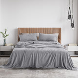 Royal Comfort Polar Fleece Flannel Sheet Set Ultra Soft Plush Cozy - Single - Grey - Side View