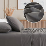Royal Comfort Polar Fleece Flannel Sheet Set Ultra Soft Plush Cozy - Single - Charcoal - Front View