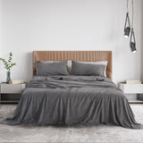 Royal Comfort Polar Fleece Flannel Sheet Set Ultra Soft Plush Cozy - Single - Charcoal - Side View