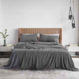 Royal Comfort Polar Fleece Flannel Sheet Set Ultra Soft Plush Cozy - Double - Charcoal - Side View