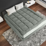 Royal Comfort Charcoal Bamboo Blend Topper 800GSM 45cm Skirt Luxury Bedding - King - Charcoal - Top-Down View
