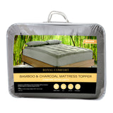 Royal Comfort Charcoal Bamboo Blend Topper 800GSM 45cm Skirt Luxury Bedding - King - Charcoal - Rear View