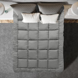 Royal Comfort Charcoal Bamboo Blend Topper 800GSM 45cm Skirt Luxury Bedding - King - Charcoal - Close-Up Angle
