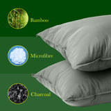 Royal Comfort Charcoal Bamboo Pillow Hotel Quality Luxury Twin Pack - Top-Down View