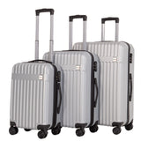 Milano Decor 3 Piece Luggage Set Travel Hard Case 20 24 28 Hard Case Durable - Silver