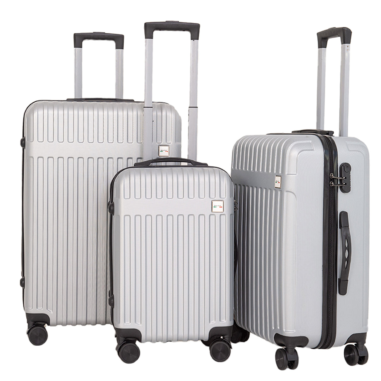 Milano Decor 3 Piece Luggage Set Travel Hard Case 20 24 28 Hard Case Durable - Silver