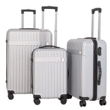 Milano Decor 3 Piece Luggage Set Travel Hard Case 20 24 28 Hard Case Durable - Silver