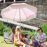 Havana Outdoors Beach Umbrella Portable 2 Metre Fringed Garden Sun Shade Shelter - Dusty Rose - Top-Down View