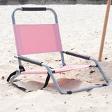 Havana Outdoors Beach Chair 2 Pack Folding Portable Summer Camping Outdoors - Dusty Rose - Front View