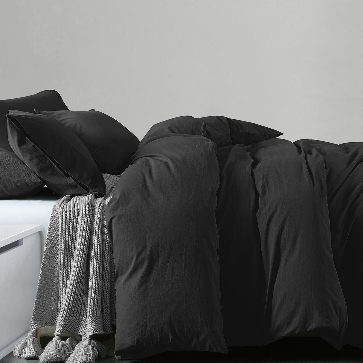 Royal Comfort 100% Jersey Cotton Quilt Cover Set Ultra Soft Bedding Luxurious - Queen - Charcoal Marle
