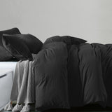 Royal Comfort 100% Jersey Cotton Quilt Cover Set Ultra Soft Bedding Luxurious - Queen - Charcoal Marle - Side View
