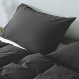 Royal Comfort 100% Jersey Cotton Quilt Cover Set Ultra Soft Bedding Luxurious - King - Charcoal Marle - Rear View