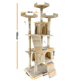 4Paws Cat Tree Scratching Post House Furniture Bed Luxury Plush Play 180cm - Beige - Close-Up Angle