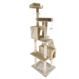 4Paws Cat Tree Scratching Post House Furniture Bed Luxury Plush Play 180cm - Beige - Low Angle