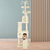 4Paws Cat Tree Scratching Post House Furniture Bed Luxury Plush Play 200cm - Beige - Side View