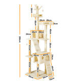 4Paws Cat Tree Scratching Post House Furniture Bed Luxury Plush Play 200cm - Beige - Rear View