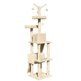 4Paws Cat Tree Scratching Post House Furniture Bed Luxury Plush Play 200cm - Beige - Low Angle