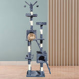 4Paws Cat Tree Scratching Post House Furniture Bed Luxury Plush Play 200cm - Grey - Side View