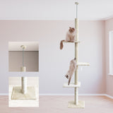 4Paws Cat Tree Scratching Post House Furniture Bed Luxury Plush Play 230cm - Beige - Front View