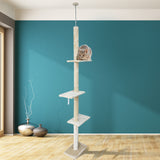 4Paws Cat Tree Scratching Post House Furniture Bed Luxury Plush Play 230cm - Beige - Side View