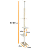 4Paws Cat Tree Scratching Post House Furniture Bed Luxury Plush Play 230cm - Beige - Rear View
