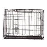 4Paws Dog Cage Pet Crate Cat Puppy Metal Cage ABS Tray Foldable Portable Black - 36 - Black - Rear View