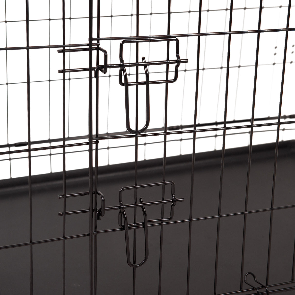 4Paws Dog Cage Pet Crate Cat Puppy Metal Cage ABS Tray Foldable Portable Black - 36 - Black