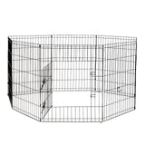 4Paws 8 Panel Playpen Puppy Exercise Fence Cage Enclosure Pets Black All Sizes - 24 - Black