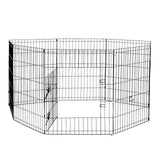 4Paws 8 Panel Playpen Puppy Exercise Fence Cage Enclosure Pets Black All Sizes - 24 - Black